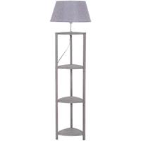 HOMCOM Stehlampe Standleuchte Stehleuchte Ablage Holz Skandinavisch grau - grau