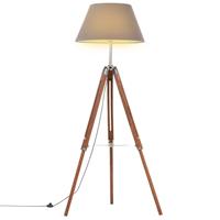 VIDAXL Stativlampe Honigbraun und Grau Teak Massivholz 141 cm