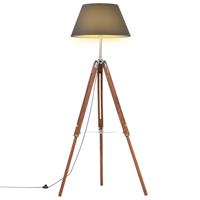 VIDAXL Stativlampe Honigbraun und Schwarz Teak Massivholz 141 cm