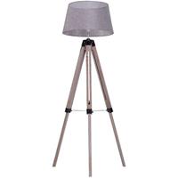 HOMCOM Holz Stehlampe Standleuchte Stehleuchte Tripod höhenverstellbar Skandinavisch - natur/grau