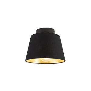QAZQA Deckenleuchte mit Schirm schwarz/gold 20 cm - Combi schwarz