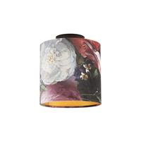 QAZQA Deckenleuchte mit Schirm Blumen/Gold 20 cm - Combi schwarz