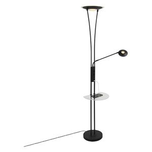 QAZQA Stehlampe schwarz mit Lesearm inkl. LED und USB-Anschluss - Sevilla