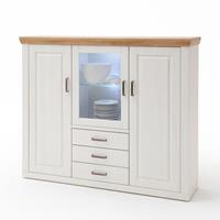 LOMADOX Highboard BRASILIA-05 Esszimmer Vitrine Landhaus-Stil in Pinie Aurelio & Grandson Oak Nb. - B/H/T: 163/142/40cm