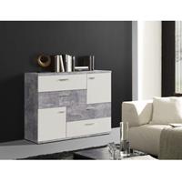 FORTE MÖBEL SKVK46-C251 Skive Beton grau Nb. / weiss Kommode Beistellkommode Sideboard ca. 125 cm-'SW12047'