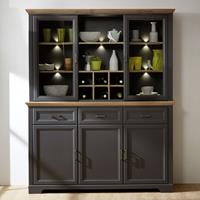LOMADOX Großer Buffet-Schrank Esszimmerschrank JÜLICH-36 im Landhaus-Stil mit Dekor Graphit und Artisan Eiche Nb. B/H/T 166x204x48cm