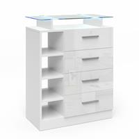 Vicco Kommode Asti 4 Schubladen Highboard LED Beleuchtung Glasablage Anrichte - 