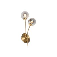 QAZQA Moderne Wandleuchte Gold 2-Licht mit Rauchglas - Athen