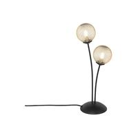 QAZQA Moderne Tischlampe schwarz mit goldenen 2 Lichtern - Athens Wire