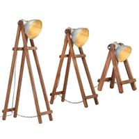 vidaXL Vloerlampen 3 st E27 massief mangohout zilverkleurig