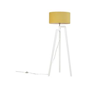 QAZQA Moderne Stehleuchte weiß mit Lampenschirm in Maisgelb 50 cm - Puros