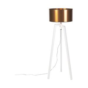 QAZQA Design Stehleuchte weiß mit Schirm Kupfer 50 cm - Puros