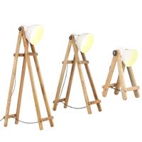 vidaXL Vloerlampen 3 st E27 massief mangohout wit