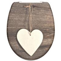 SCHÜTTE WC-Sitz WOOD HEART mit Absenkautomatik und Schnellverschluss für eine einfache Reinigung, Toilettendeckel aus Duroplast passend für alle