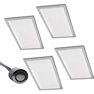 ROLUX 4er-Set LED Leuchte BASSO 4x6W, Edelstahl-Optik, 3000K warmweiß - 