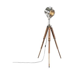 QAZQA Stehleuchte mit Holzstativ und Studiospot - Tripod Shiny