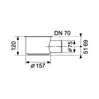 TECEdrainline afvoer maximaal, DN 70, horizontale afvoer, 1,2 l/s