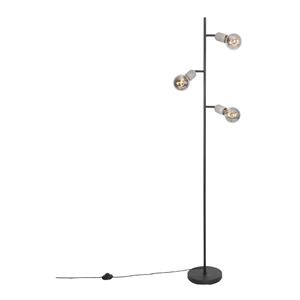 QAZQA Industrielle Stehlampe schwarz mit Beton 3-Licht - Pedra