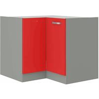 KÜCHEN PREISBOMBE Eckunterschrank 89x89 Glanz Rot + Grau Küchenzeile Küchenblock Küche Rose Bianca