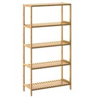 CASARIA Standregal Badregal Bambus 5 Ablagen Höhenverstellbar 130x60x26 cm Küchenregal Kellerregal Bad Holz - 