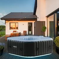 In-Outdoor Whirlpool Spa Pool Wellness Massage aufblasbar Quadrat mit LED - schwarz - 