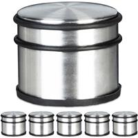 RELAXDAYS 6 x Türstopper hoch, Edelstahl, Rutschfest, Groß, Für schwere Türen, Gummi-Schutz, HBT: ca. 7,5 x 9,5 x 9,5 cm, silber