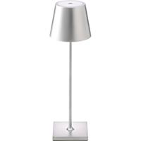 Sigor Zilver tafellamp op accu 380mm hoog rond 2.2W 180 lumen 2700K 2200K dimbaar IP54 binnen en buiten