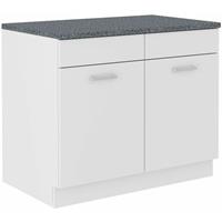 KÜCHEN PREISBOMBE Spülenschrank Buffet Küche Mario 100 Küchenzeile Einbauküche Weiss