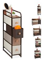 RELAXDAYS Schubladenschrank, 4 Stoff Fächer, schmal, mit Knauf, Ablage, Nischenschrank HBT 84,5 x 20 x 49,5 cm, braun