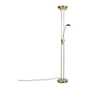 QAZQA Stehleuchte gold mit Leseleuchte inkl. LED und Dimmer - Diva 2