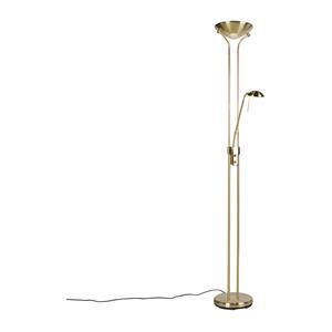 Qazqa Vloerlamp Goud Met Leeslamp Incl. Led En Dimmer - Diva 2