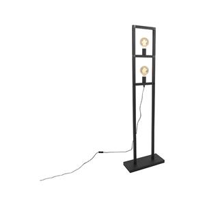 QAZQA Industrie Stehlampe 2 Lampen schwarz - Simple Cage 2
