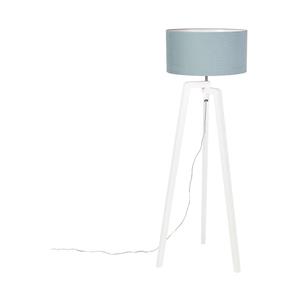 QAZQA Stehlampe Stativ aus weißem Holz mit Mineralschirm 50 cm - Puros
