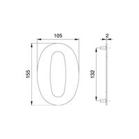 EDI 2500/0000/00 Hausnummer Ziffer 0 Edelstahl matt 150 mm Breite 105 mm - 