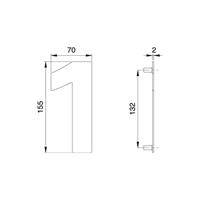 EDI 2501/0000/00 Hausnummer Ziffer 1 Edelstahl matt 150 mm Breite 70 mm - 