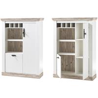 LOMADOX Highboard FERNA-61 inkl. LED im Landhaus Stil und Pinie weiß und Oslo Pinie dunkel Nb. B/H/T ca. 105x146x37cm