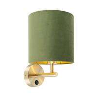 QAZQA Strakke wandlamp goud met Groen