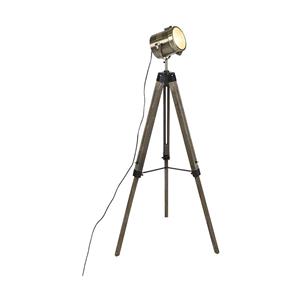 QAZQA Industriestehlampe Stativholz mit Studiospot - Braha