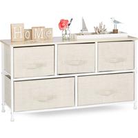 RELAXDAYS Regalsystem, 5 Stoff-Schubladen, universale Schubladenbox, Metall und Holz, HxBxT: 54,5 x 100 x 30 cm, beige