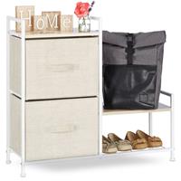 RELAXDAYS Regalsystem, 2 Stoff-Schubladen, universale Schubladenbox, Metall und Holz, HxBxT: 76 x 84 x 29 cm, beige