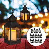 RELAXDAYS 16 x LED Laterne im Set, Kerze mit Flammeneffekt, Outdoor geeignet, nostalgische Deko-Laternen, H: 23 cm, schwarz