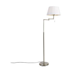 QAZQA Stehlampe aus Stahl mit weißem Schirm und verstellbarem Arm - Ladas Deluxe