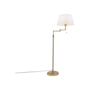 QAZQA Stehlampe Bronze mit weißem Schirm und verstellbarem Arm - Ladas Deluxe