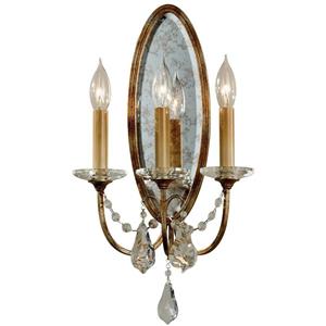 FEISS Wandlamp Valentina, 3-lamps, brons/kristal