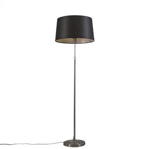 QAZQA Stehleuchte Stahl mit schwarzem Lampenschirm 45 cm höhenverstellbar - Parte