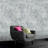 ART FOR THE HOME WOW - Beton - Uni - Silber/Grau - Vliestapete - 10m x 52cm
