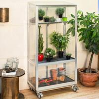 Vitavia Balkonkas Polis 350 Geanodiseerd Aluminium Met Beglazing Van Gehard Veiligheidsglas + Basis Op Wieltjes 81x43x156/166cm