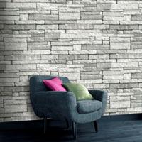 ART FOR THE HOME WOW - Steine Grau - Vliestapete - 10m x 52cm