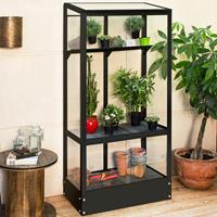 Vitavia Balkonkas Polis 350 Zwart Aluminium Met Beglazing Van Gehard Veiligheidsglas + Basis Op Wieltjes 81x43x156/166cm