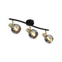 QAZQA Deckenleuchte Gold 56 cm mit Rauchglas 3-Licht - Vidro